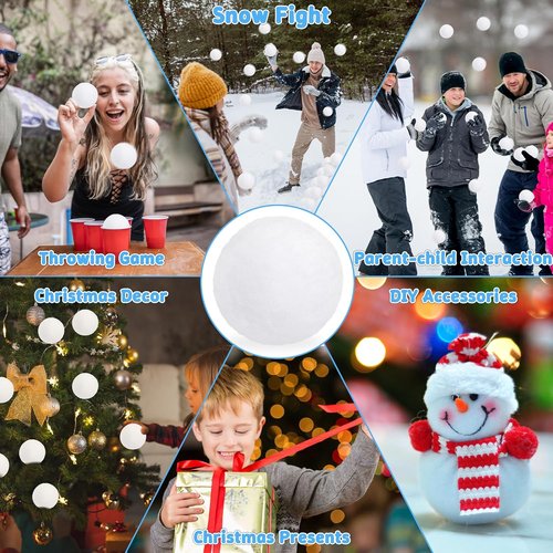 Luces 60 PCS Indoor Snow Balls - Soft Artificial Fake Snowballs for Winter Toss Games & DIY Fun