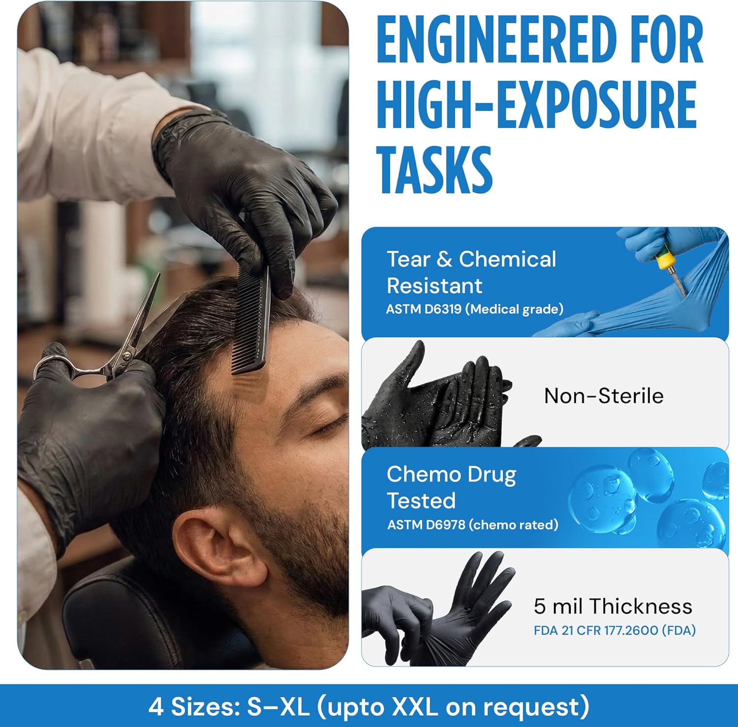 Skiennix Nitrile Exam Gloves - Latex-Free, Powder-Free, Non-Sterile | Ideal for Medical & Kitchen Use