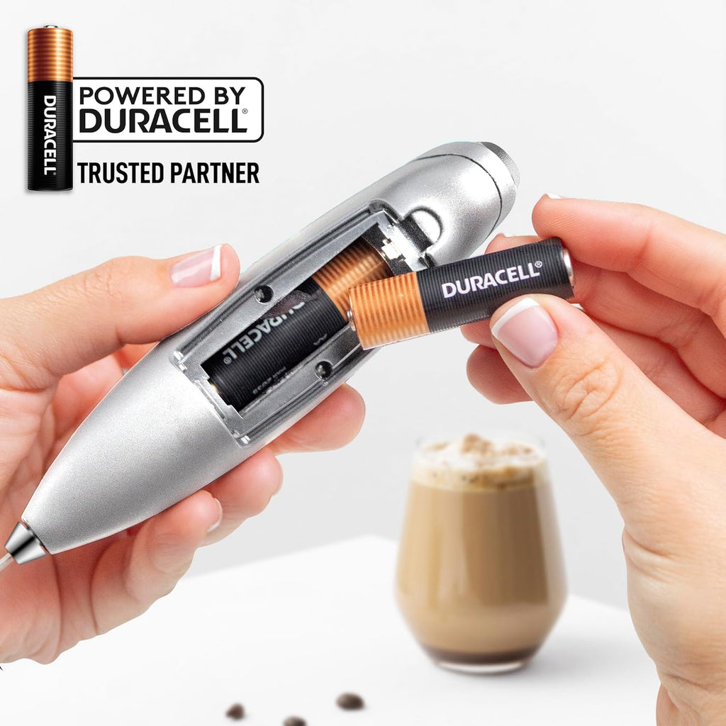 Zulay Kitchen Whisk Milk Frother - Powerful Handheld Foam Maker for Coffee, Lattes & More | Includes 4 Duracell Batteries