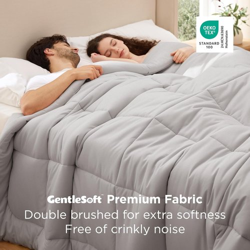Bedsure Comforter Duvet Insert - Quilted Cal King Size Down Alternative Bedding, Light Grey | All Season Comforter with 8 Tabs