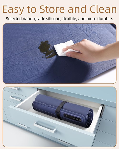 Silicone Electric Warming Mat for Food 3-Temperature,Food Warmer for Buffet Parties, Restaurants & Dinner, Easy-to-Clean Heating Tray to Keep Meals Warm 15.7”x23.6”(surfing&blue)