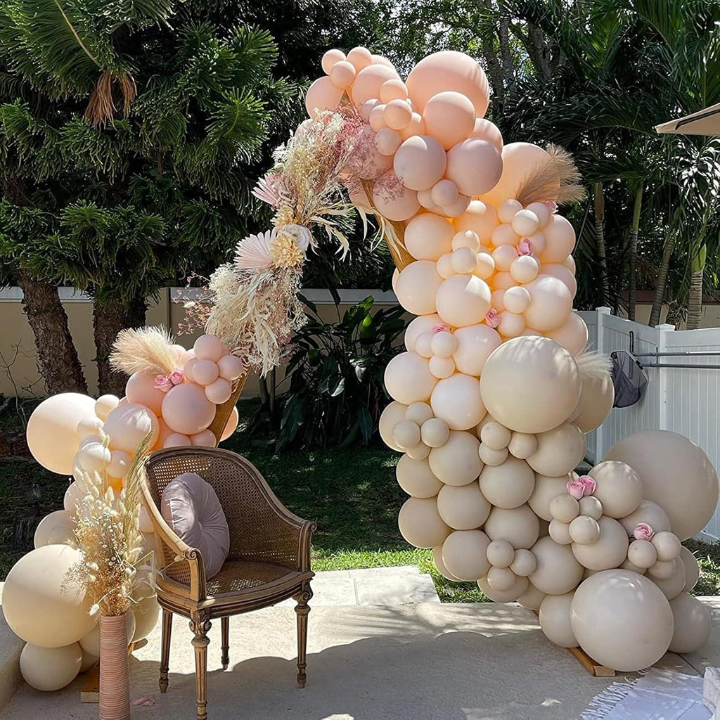PartyWoo White Sand Balloons - 100pcs 5 Inch Off White Beige Latex for Weddings & Events