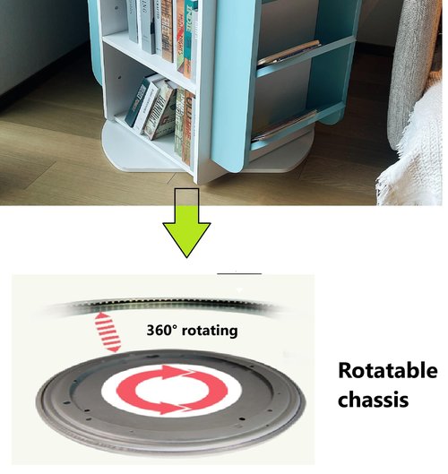 Heehee Rotating Bookshelf 360 Display Bookcase Storage Rack Children's Book Shelf Organizer for Kids Wood Book Display Stand Case Bookrack (Engineered Wood)