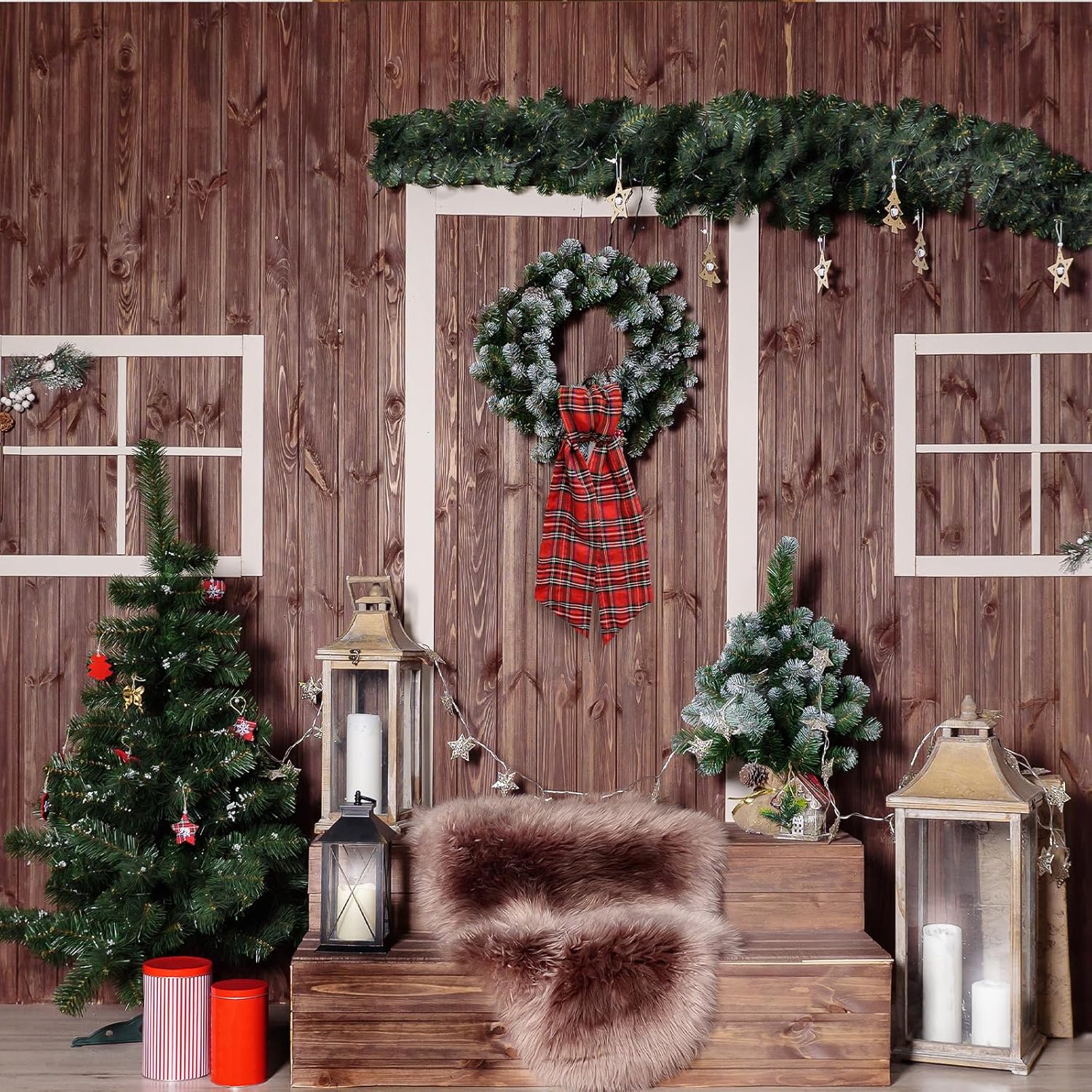Regine Switzerland Christmas Wreath Sash - Red Buffalo Plaid Satin Ribbon | 5.1 x 54.3 Inches for Indoor/Outdoor Decor