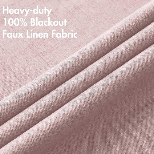 MIULEE Blackout Curtains - 100% Thermal Insulated Linen Texture Drapes | Pink, 52x84 Inch (2 Panels)
