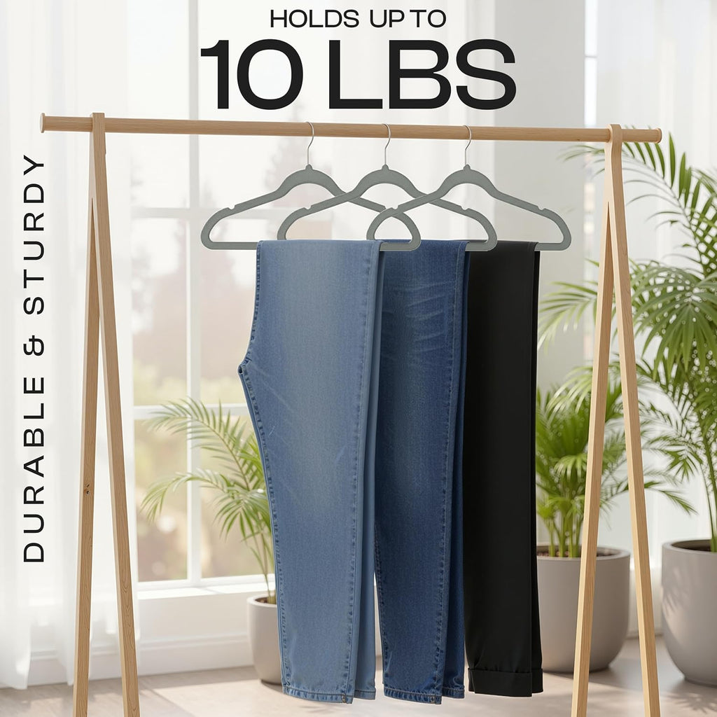 Utopia Home Velvet Hangers - 150 Pack Luxury Non-Slip Slim Coat & Pant Hangers | Strong Space-Saving Design - Grey