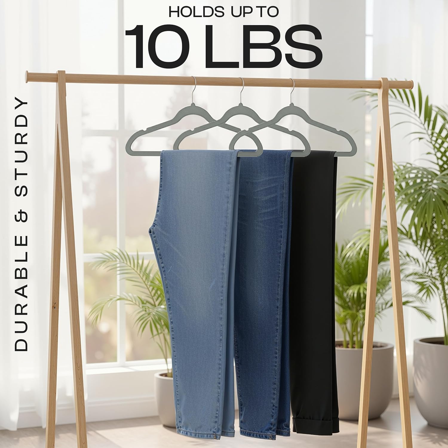 Utopia Home Velvet Hangers - 150 Pack Luxury Non-Slip Slim Coat & Pant Hangers | Strong Space-Saving Design - Grey