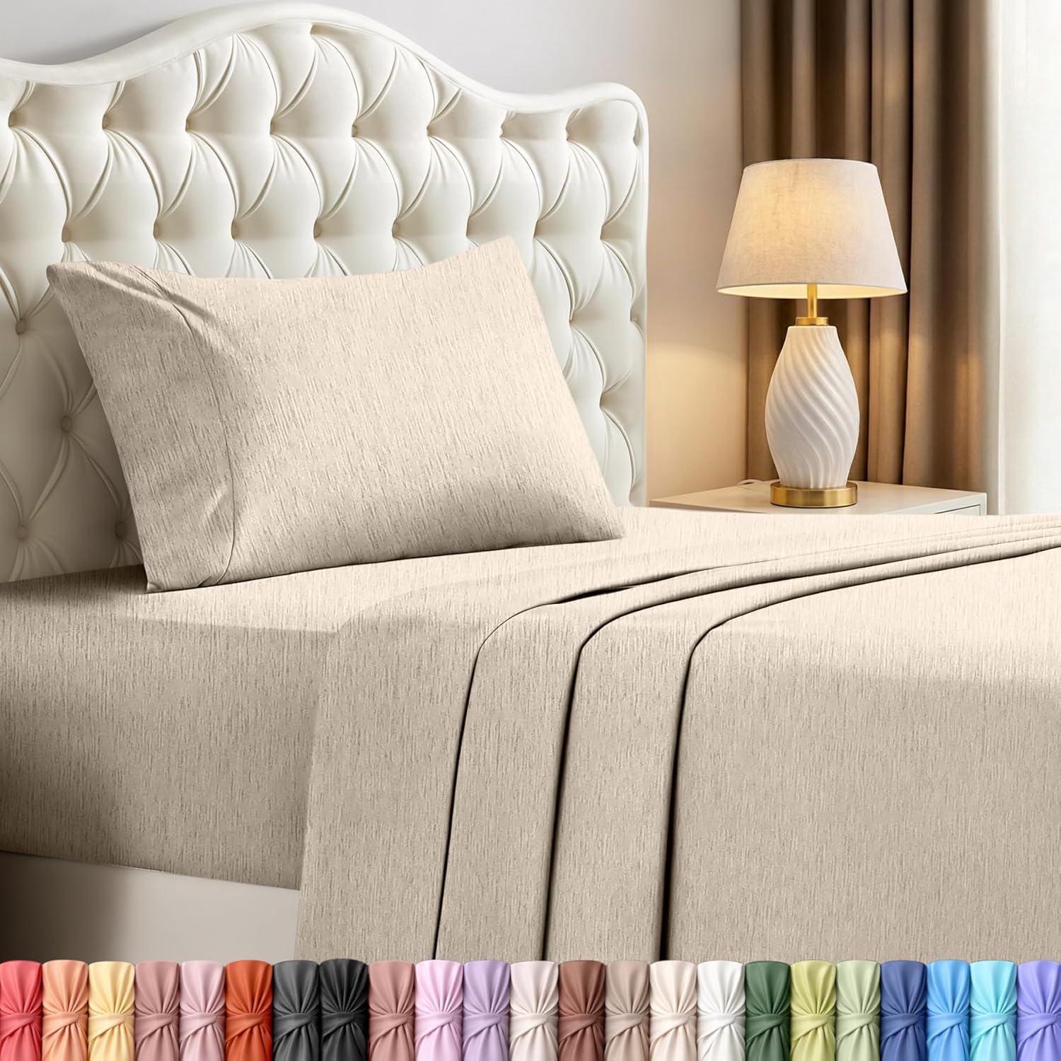 Utopia Bedding Twin Sheet Set - Soft, Breathable Microfiber | 3-Piece in Heather Beige