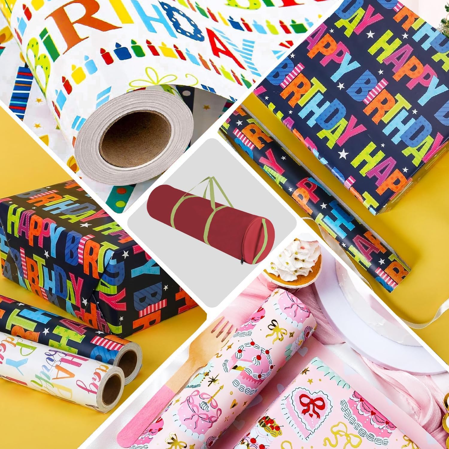 OUTTDID Christmas Wrapping Paper Organizer - 41" Storage for 18-25 Rolls | Durable 600D Oxford Fabric, Red with Handles & Zipper