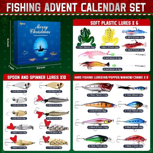 Fishing Advent Calendar 2025 - 24 Days of Premium Fishing Lures for Men & Teens