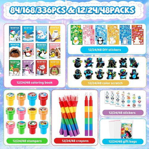 BenLouis Winter Party Favors Set - Holiday-Themed Coloring Books for Kids | 12-Pack Classroom Gift Prizes