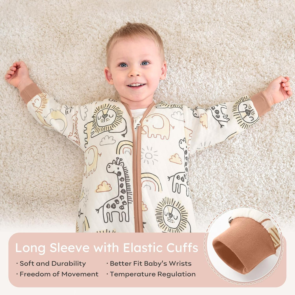 Yoofoss Baby Sleep Sack - Organic Cotton 1.0 Tog Long Sleeve Wearable Blanket | 6-12 Months, Medium