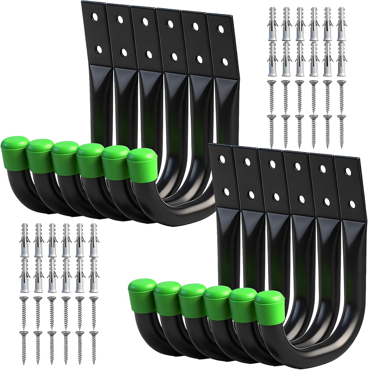 SWANLAKE Heavy Duty Garage Storage Hooks - Durable Wall Organizers | Black (12 Pack)