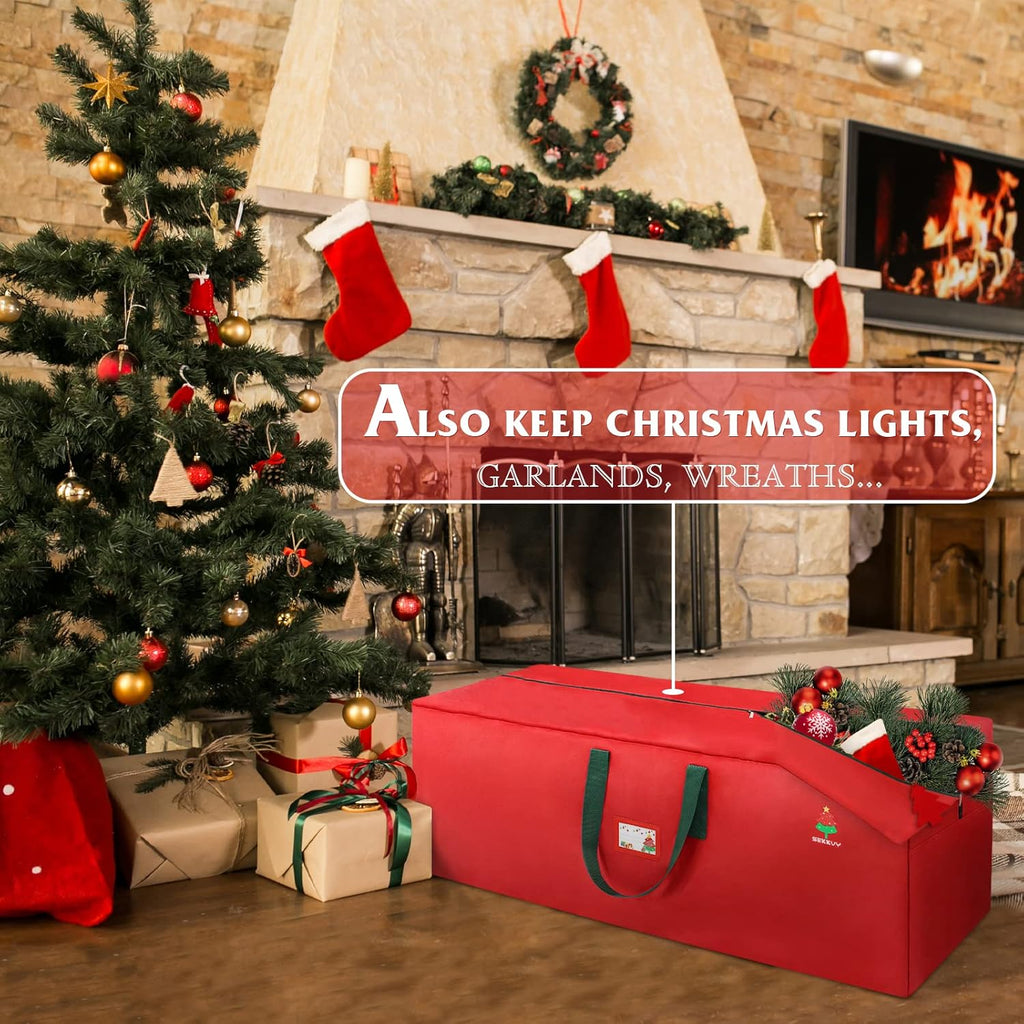 Skiennix Christmas Tree Storage Bag - Waterproof Oxford Material with Durable Handles & Zipper | 7.5ft Red