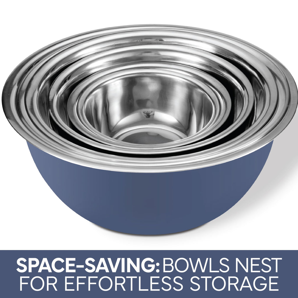 COOK WITH COLOR Stainless Steel Mixing Bowls Set - Nesting Bowls, 6 Pieces, Blue