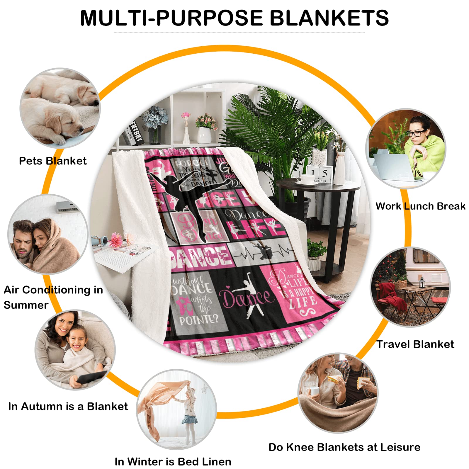 Dance Gifts Blanket for Girls, Soft Cozy Warm Flannel Kids Throw Blanket for Teens, Toddler Baby Blankets and Throws for Couch Bed Daycare Preschool Naptime, 40" x 50"