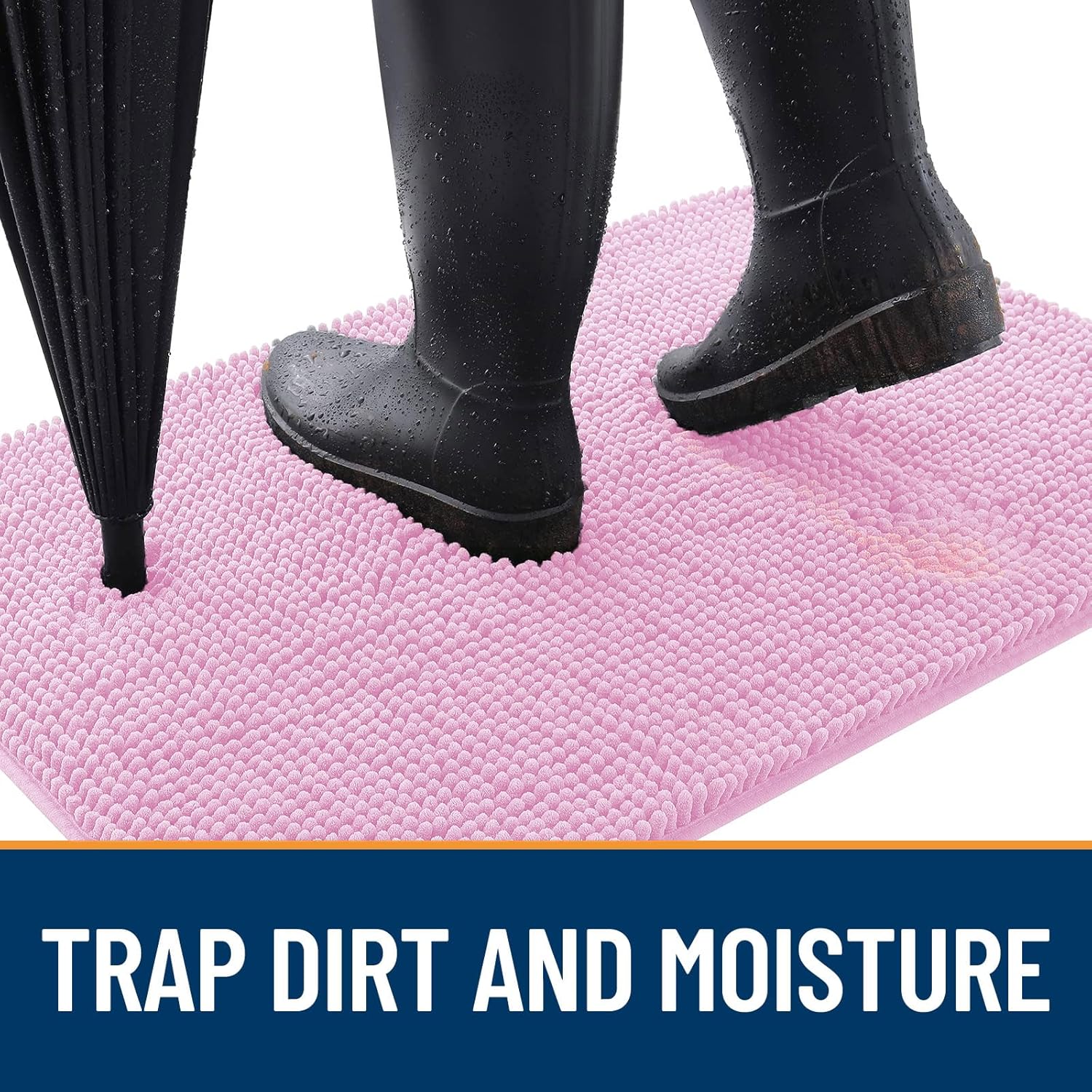 OLANLY Dog Door Mat - Absorbent Non-Slip Mud Mat for Indoor Use | Quick Dry Chenille, 24x16, Pink