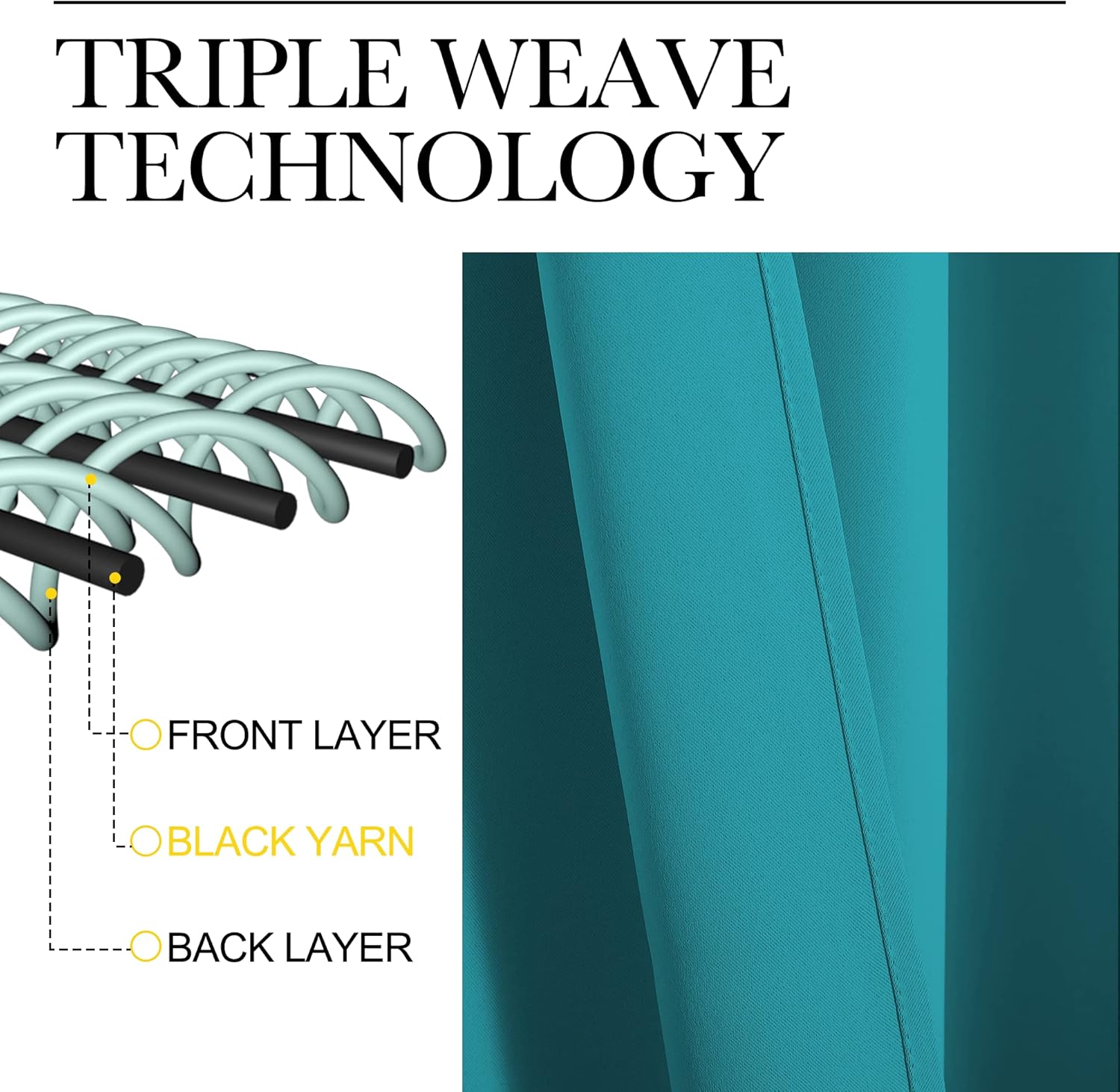 NICETOWN Blackout Curtains - Thermal Insulated Room Darkening Panels for Elegant Bedrooms | Peacock Teal, 45" Length, 2 Pieces
