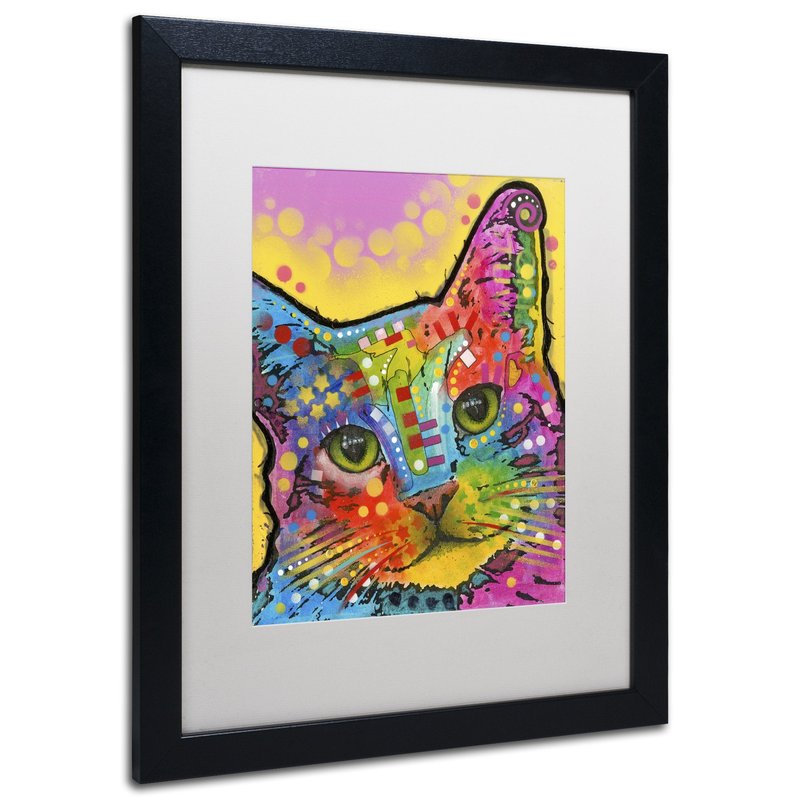 Trademark Fine Art Tilt Cat by Dean Russo, White Matte, Black Frame 16x20-Inch