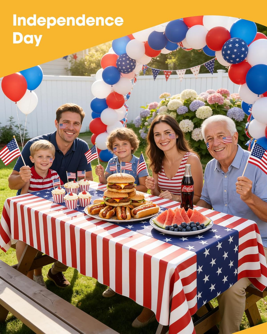Niuara American Flag Tablecloth - 4 Pack Disposable 54" x 108" Patriotic Table Covers for 4th of July Celebrations