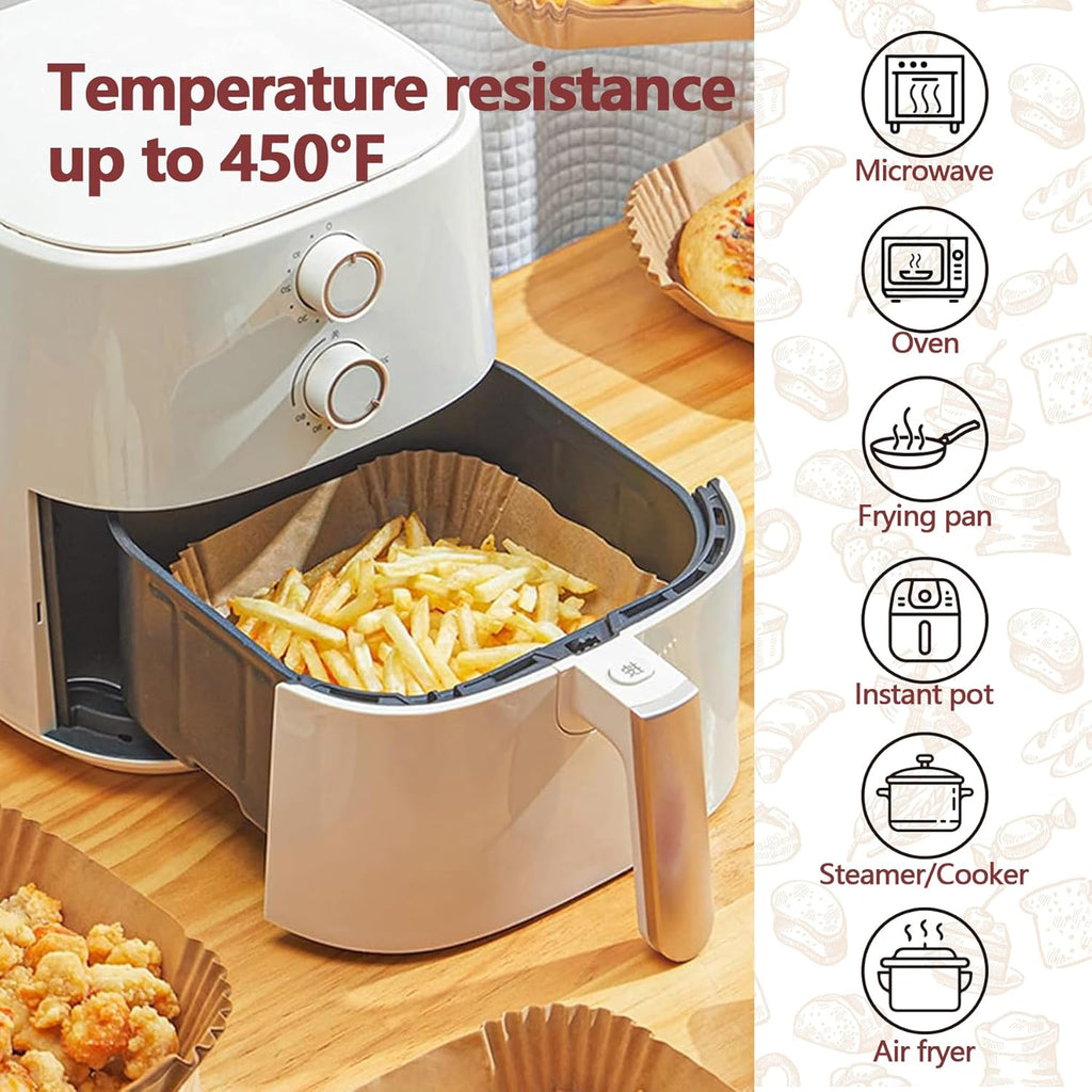 Skiennix 9-Inch Air Fryer Liners - 125 Pack Non-Stick Parchment Paper Sheets for Healthy Cooking