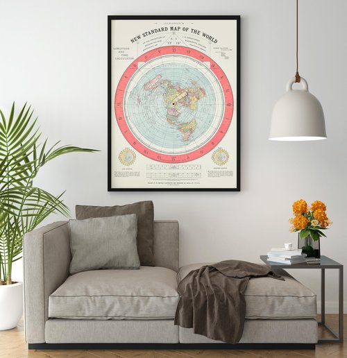 Historical Map, 1892 Gleason's New Standard map of The World : on The Projection of J. S. Christopher, Modern College, Blackheath, England, Vintage Wall Art : 24in x 36in