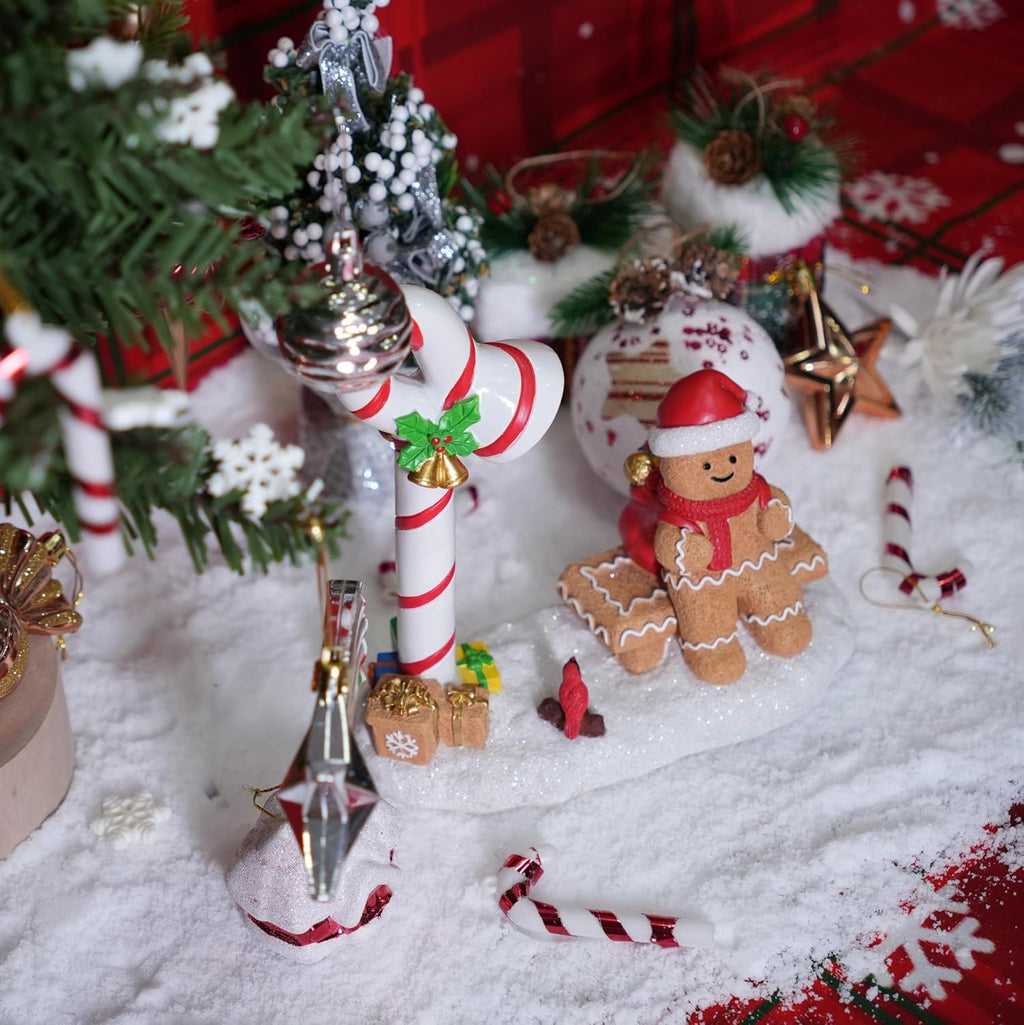Skiennix Christmas Gingerbread Man Figurines - Cute Indoor Home Decor for Table Top & Fireplace