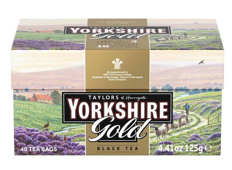Yorkshire Tea, Gold, Pillow Tea Bags, 40 Count (Pack of 5), Premium Blend, Rich, Smooth, and Satisfying, Classic British Breakfast Blend, Caffeinated, Enjoy Hot or Iced, 40 Teabags