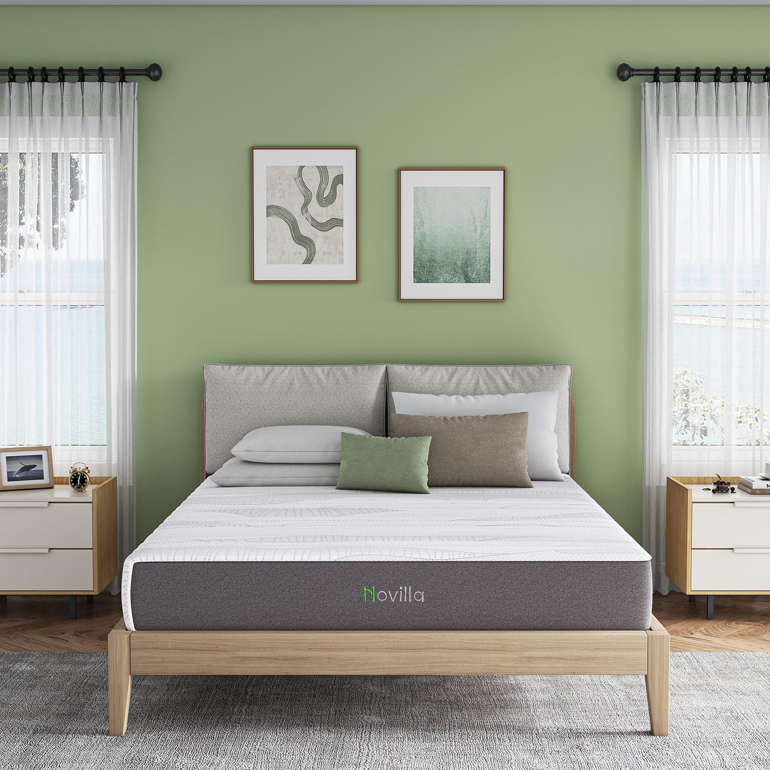 Novilla 12 Inch Queen Mattress - Cooling Gel Memory Foam with Charcoal Support Layer | Medium-Firm Comfort