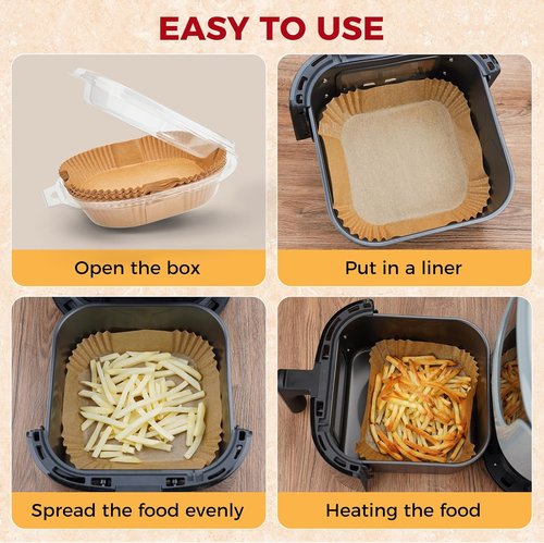 Air Fryer Liners - 100 Pcs Non-Stick Parchment Paper Sheets for 1-3 QT Air Fryer Baskets