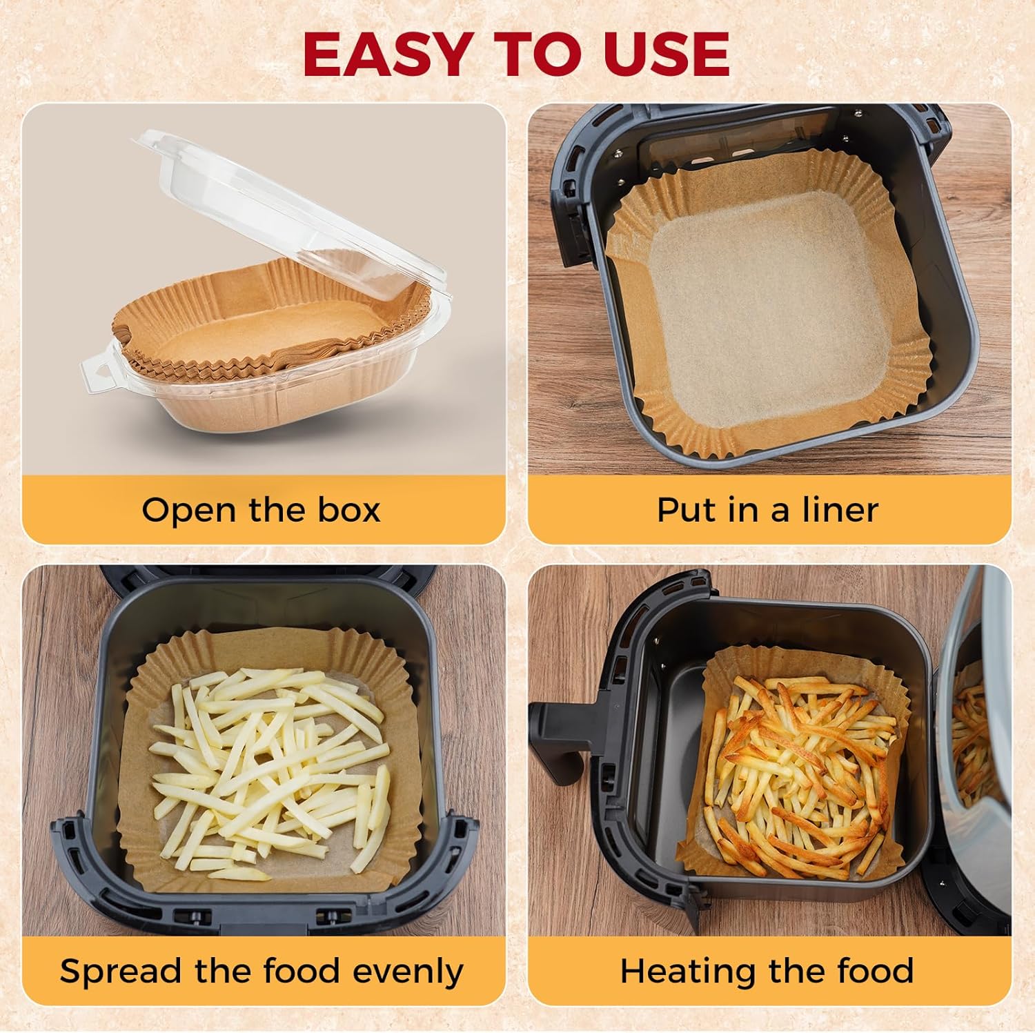 Air Fryer Liners - 500 Pcs Non-Stick 8-Inch Parchment Paper for Air Fryer & Microwave Oven