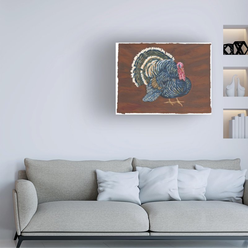 Trademark Fine Art Canvas Wall Art - Andrea Strongwater 'Game Birds Turkey' Wall Art for Living Room, Bedroom, or Office Décor 19 x 14 Inches