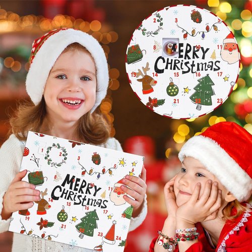 Christmas Vacation Advent Calendar Bracelets - 24-Day Countdown with 2 DIY Charm Kits for Girls & Women
