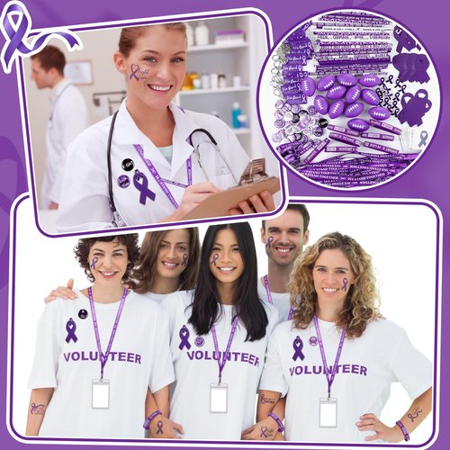 Hollowfly 400 Pcs Purple Ribbons Epilepsy Awareness Items Pancreatic Alzheimers Lupus Domestic Violence Items Ribbon Awareness Month Products for Charity Fundraising Party Supply