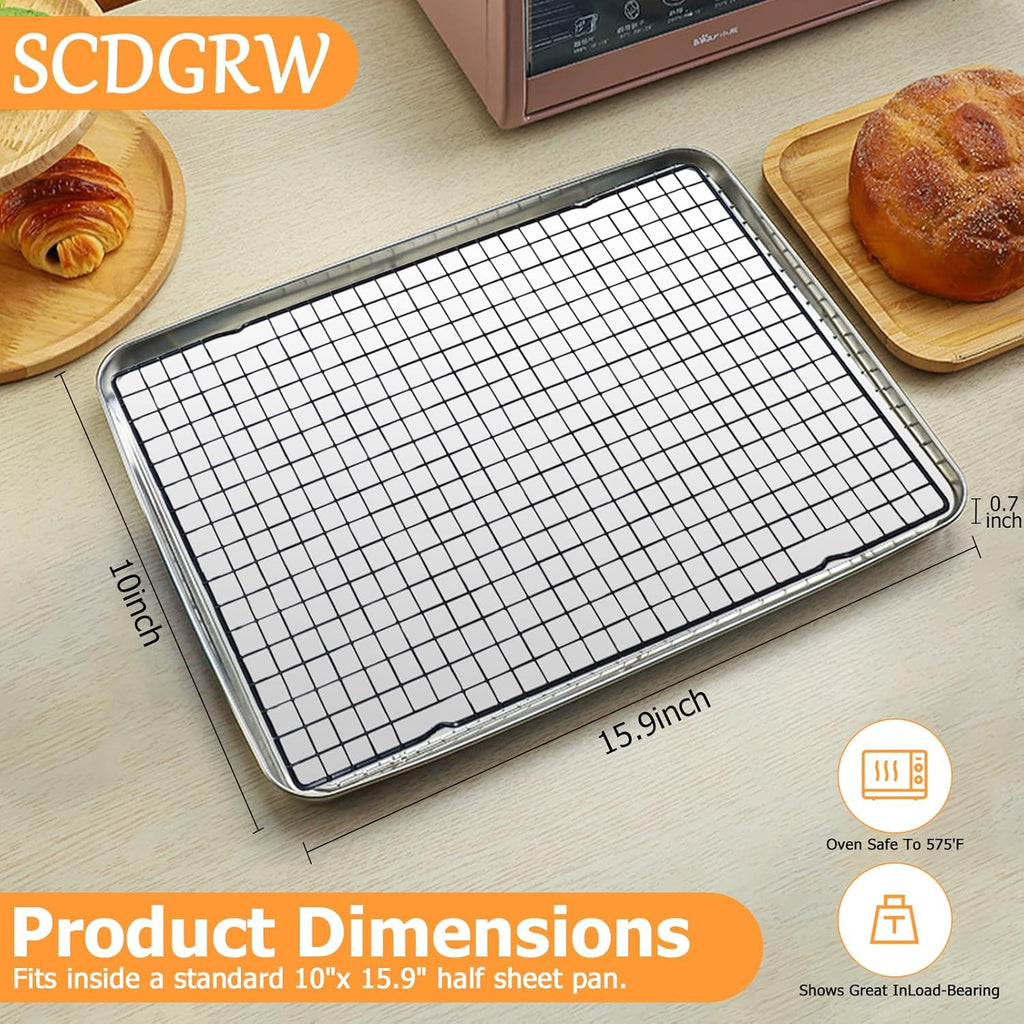 Skiennix 5PCS Cooling Racks - Heavy Duty Stainless Steel Wire Baking Rack Set | 10" x 16" Oven & Dishwasher Safe