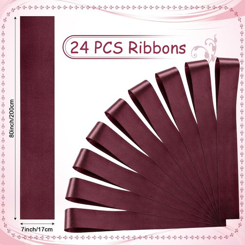 Daifunli Burgundy Wedding Bows - 24 Pcs Satin Chair Decorations for Elegant Aisle Decor
