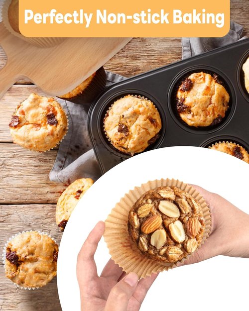 Bake Choice Jumbo Cupcake Liners - 100pcs Unbleached Greaseproof Muffin Wrappers for Parties & Events