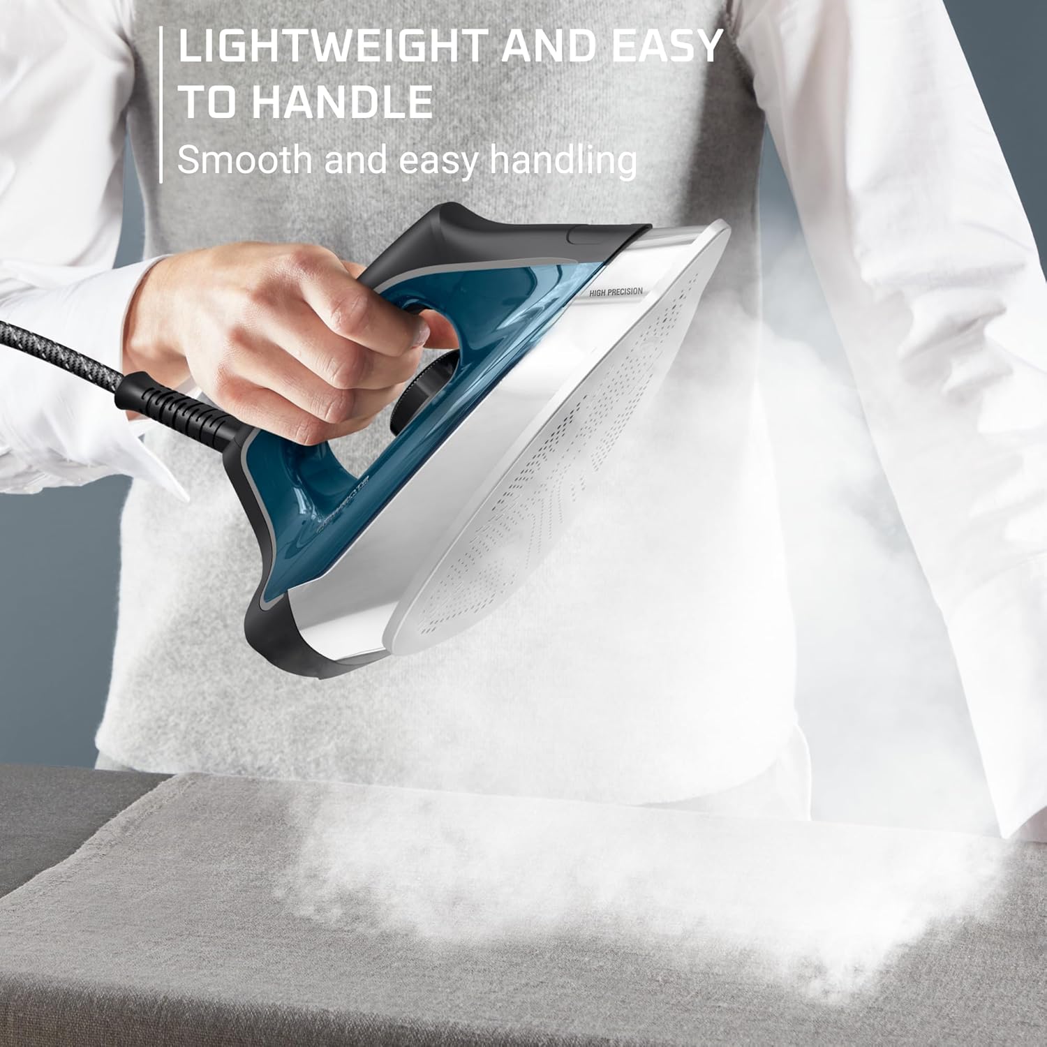 Rowenta Professional Iron Steamer - Fast Heat Up with Stainless Steel Soleplate | 1.1L Removable Tank, 1800 Watts, Blue