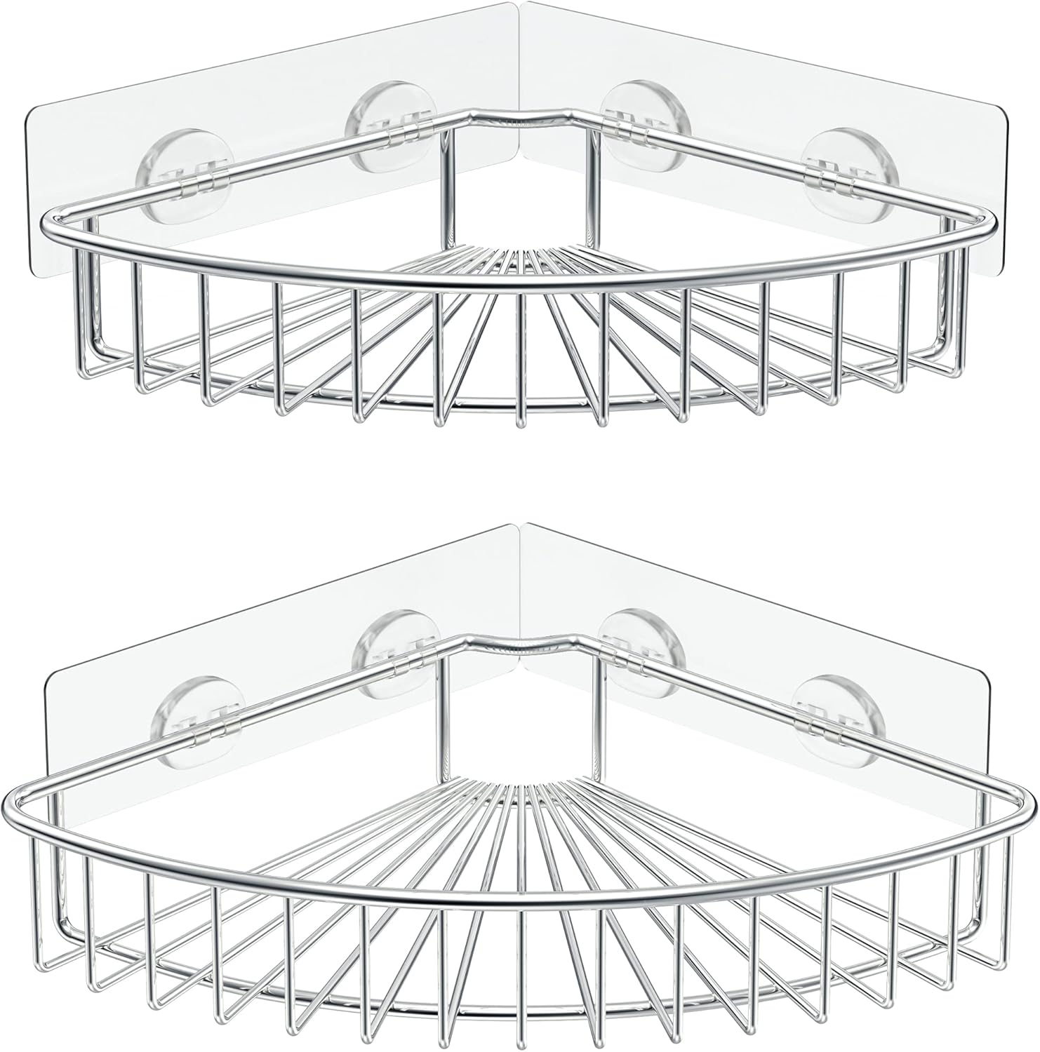 SMARTAKE Corner Shower Caddy - Wall Mounted SUS304 Stainless Steel Shelf | 2-Pack Storage Organizer (Silver)