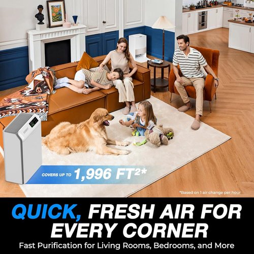 **Air Purifiers | True HEPA Filter for Large Rooms Up to 1,996 Ft² | Sleep Mode & PM2.5 Monitor**