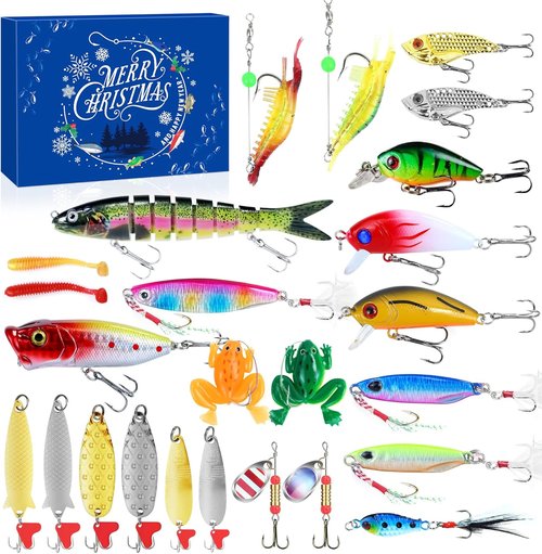 Fishing Advent Calendar 2025 - Perfect Christmas Countdown for Teen Boys & Adult Fishermen | Unique Fishing Lures