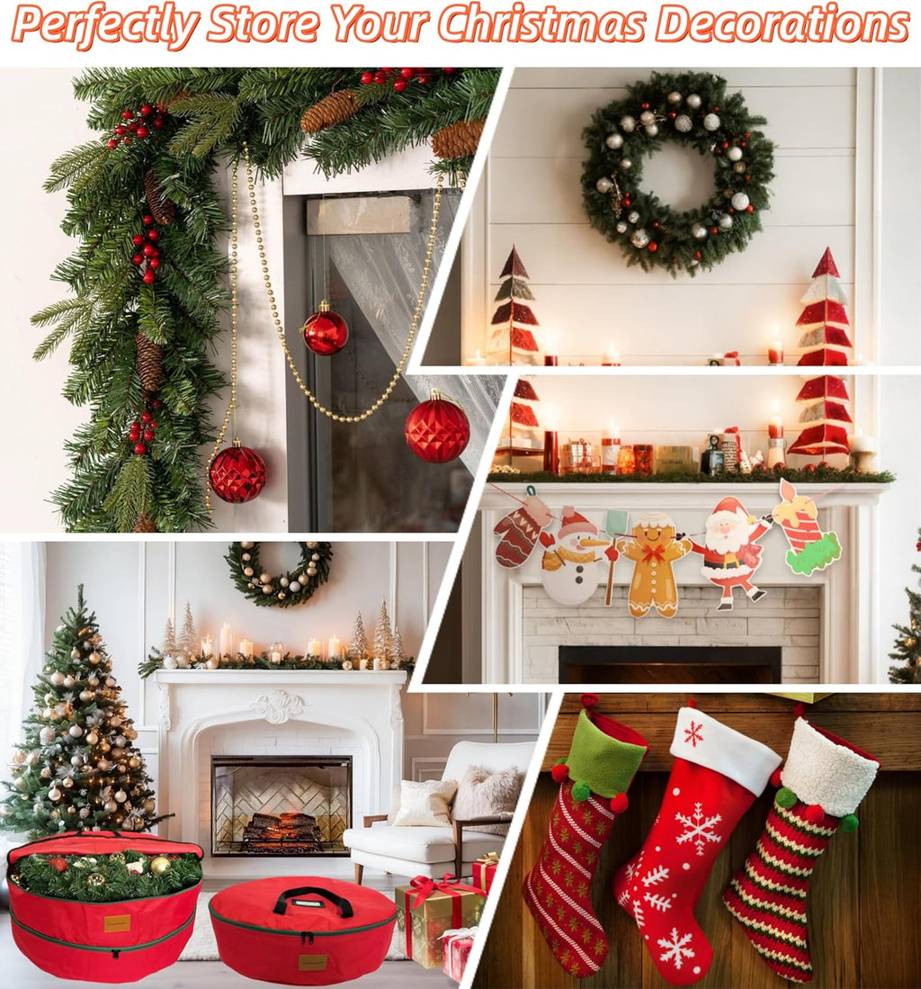 Skiennix Wreath Storage Container - Heavy Duty 600D Oxford Cloth for 30x7 Inch Holiday Wreaths
