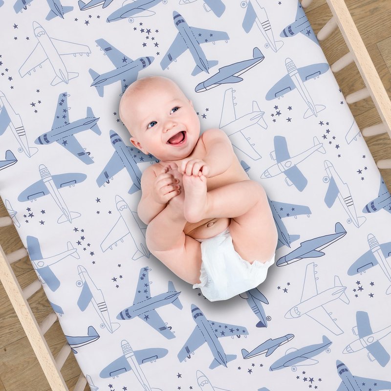 Bedtime Originals Little Aviator 3-Piece Airplane Nursery Baby Crib Bedding Set
