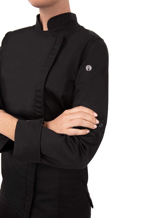 Chef Works Women's Hartford Chef Coat, Black, XX-Large