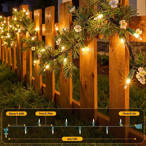 50-Count White Christmas Lights - 13FT Mini String Lights with Green Wire for Indoor & Outdoor Decor