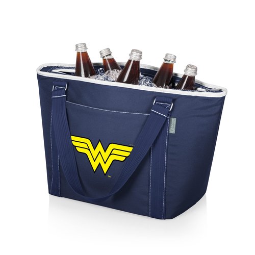 Picnic TIME Wonder Woman Topanga Tote Cooler Bag, Insulated Soft Cooler Tote for Picnic Beach Grocery Tailgating, 24 Can Capacity, Leak Resistant Liner, Extra Large Reusable Cooler Bag, (Navy Blue)