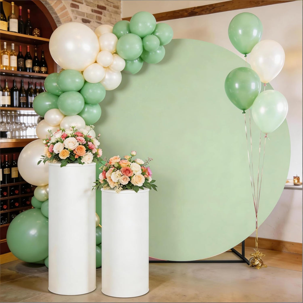 Skiennix Sage Green Spandex Round Backdrop Cover - 6.6 FT Fitted Stretch for Weddings & Parties