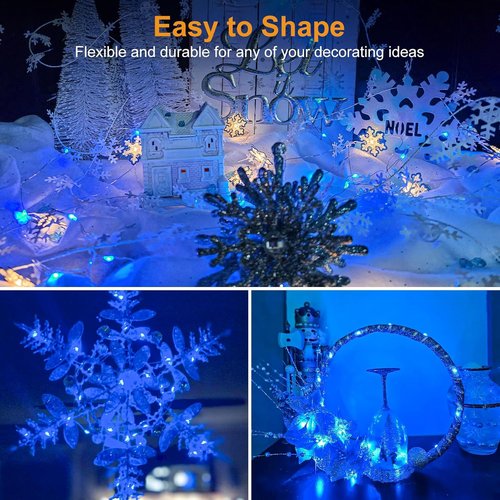Btfarm 6 Pack Fairy Lights - Battery Operated 20 LED Twinkle Lights | Waterproof Silver Wire, Blue