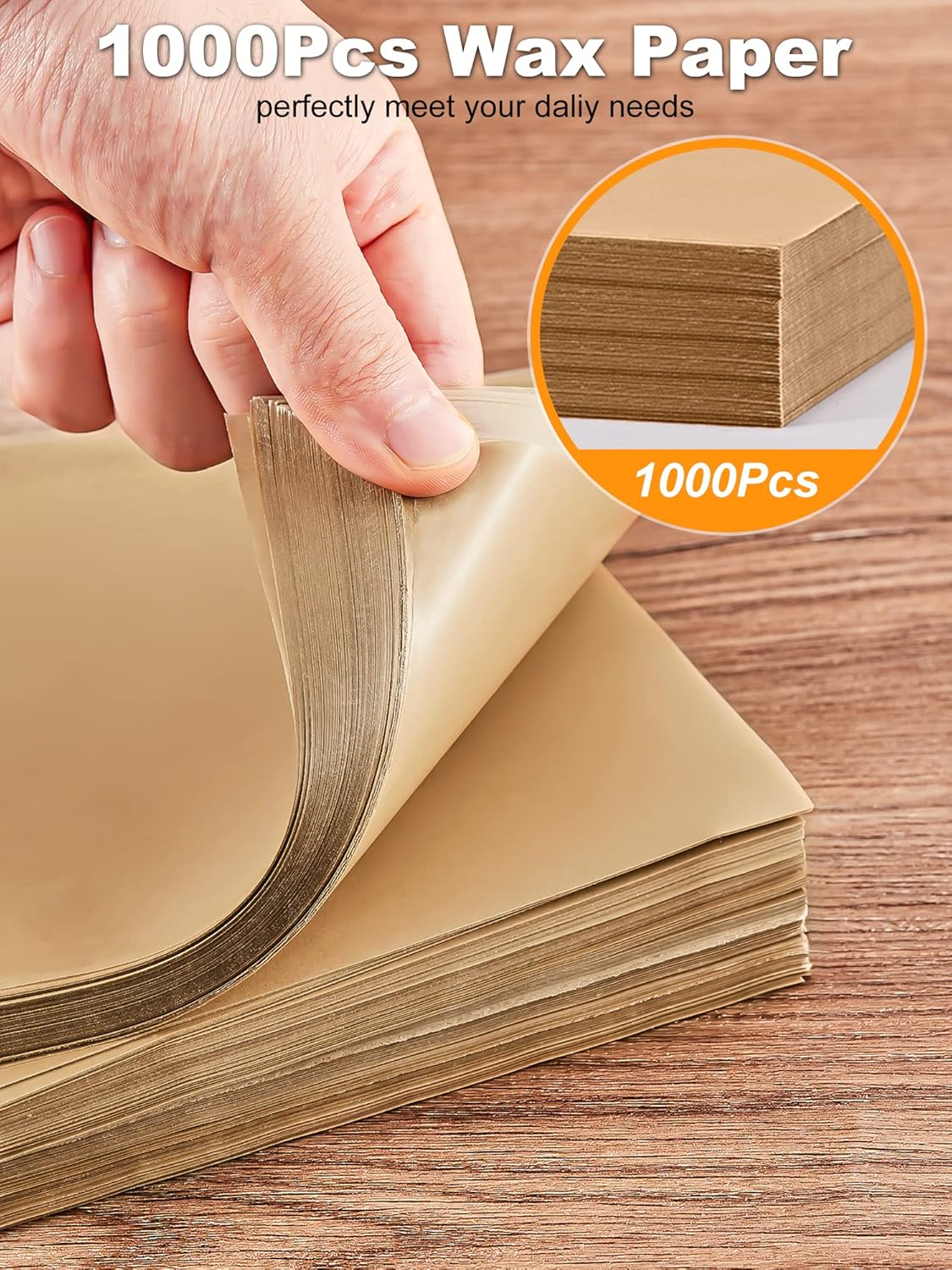 SMARTAKE Wax Paper - 6 x 6 Inches Non-Stick Hamburger Patty Paper | 1000 Pcs for Food Wrapping, Picnics & Parties