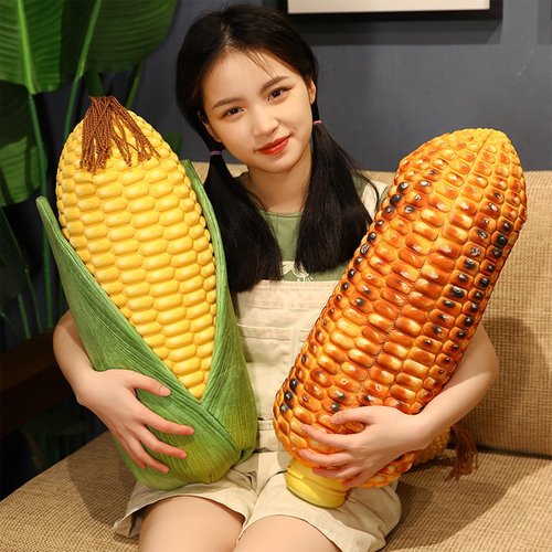Whlo4U Corn Plush Pillow, Corn Stuffed Pillow,Food Plush Pillow,Home Decoration Christmas Birthday Gift for Kids Boys Girls (19 inch, Style 1)